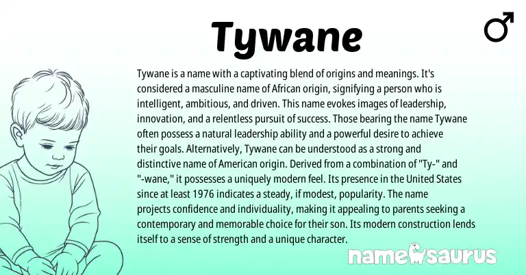 Infographic about Tywane name meaning, Tywane is a name from African origin(s).