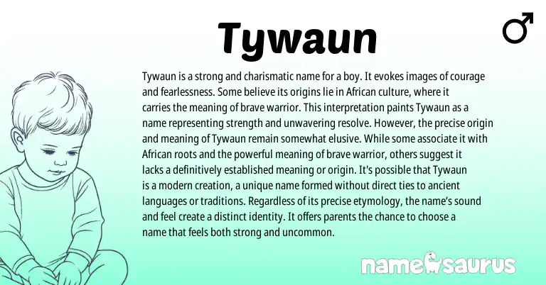Infographic about Tywaun name meaning, Tywaun is a name from African, American origin(s).