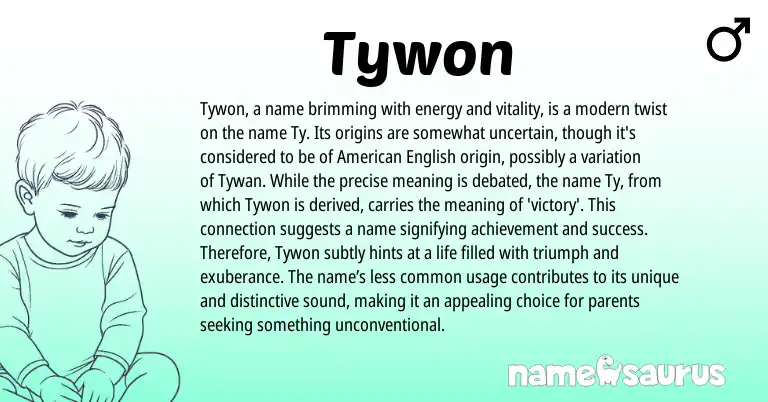 Infographic about Tywon name meaning, Tywon is a name from English origin(s).