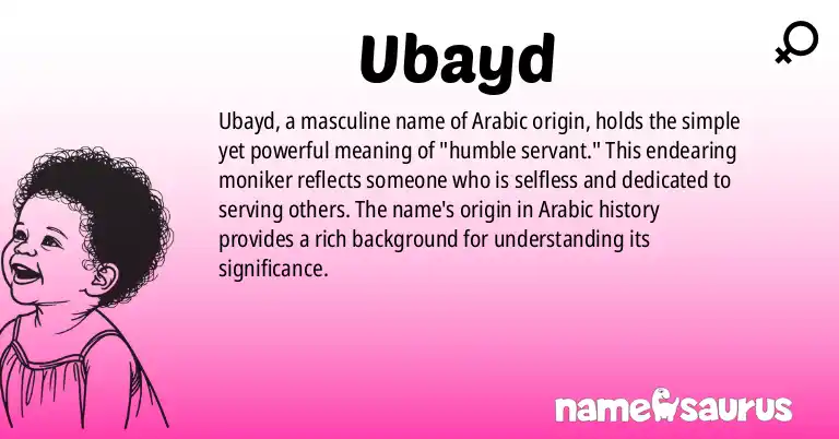 Infographic about Ubayd name meaning, Ubayd is a name from Arabic origin(s).