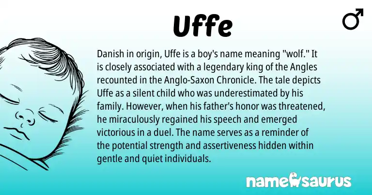 Infographic about Uffe name meaning, Uffe is a name from Danish, Anglo-Saxon origin(s).