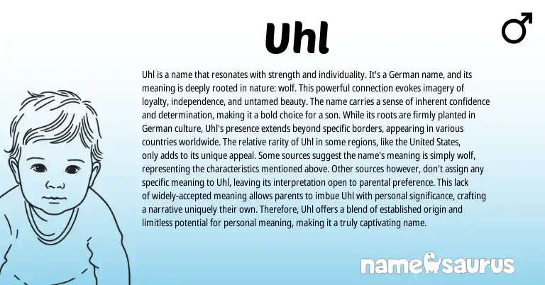 Infographic about Uhl name meaning, Uhl is a name from Germanic origin(s).