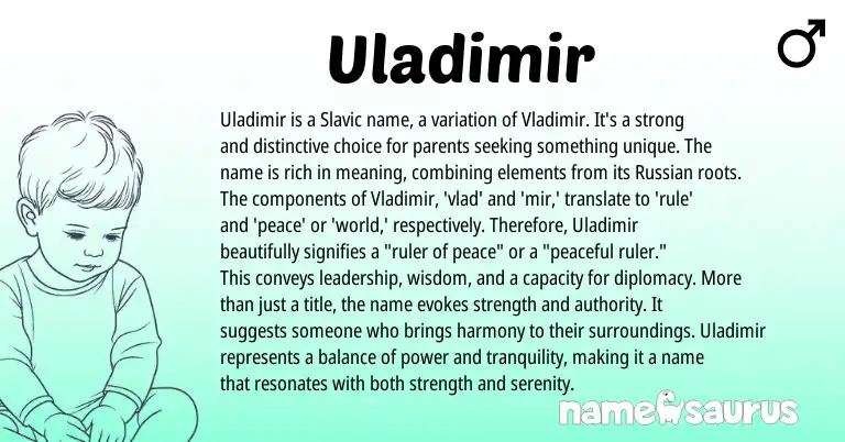 Infographic about Uladimir name meaning, Uladimir is a name from Slavic origin(s).
