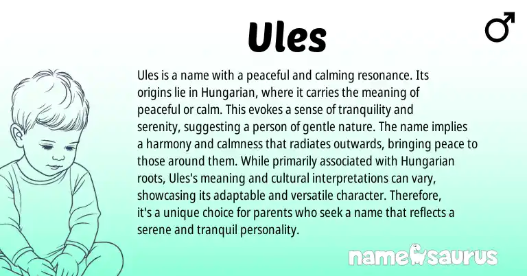 Infographic about Ules name meaning, Ules is a name from Hungarian origin(s).