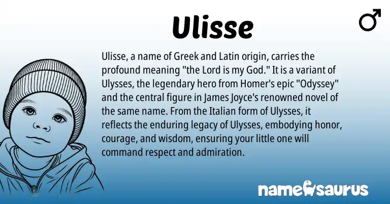 Infographic about Ulisse name meaning, Ulisse is a name from Latin, Italian, Greek origin(s).