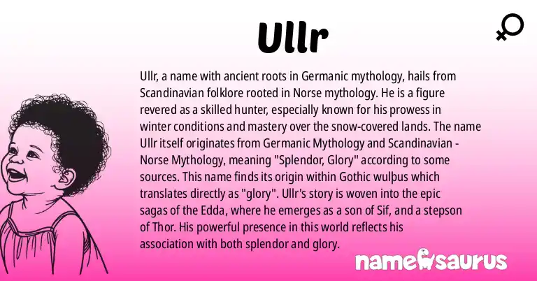 Infographic about Ullr name meaning, Ullr is a name from Germanic Mythology, Scandinavian - Norse Mythology origin(s).