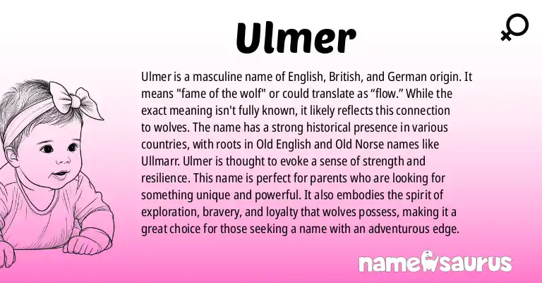 Infographic about Ulmer name meaning, Ulmer is a name from English, British, German, Norse origin(s).
