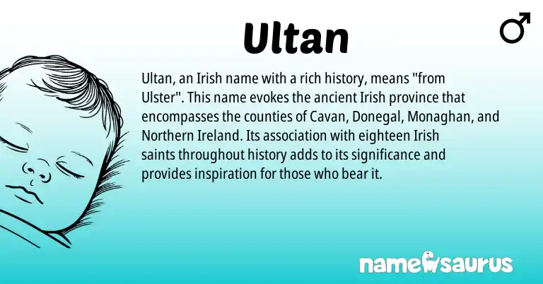 Infographic about Ultan name meaning, Ultan is a name from Irish, Ireland origin(s).