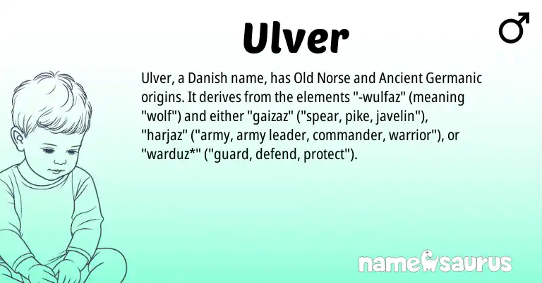 Infographic about Ulver name meaning, Ulver is a name from Old Norse, Danish, Ancient Germanic origin(s).