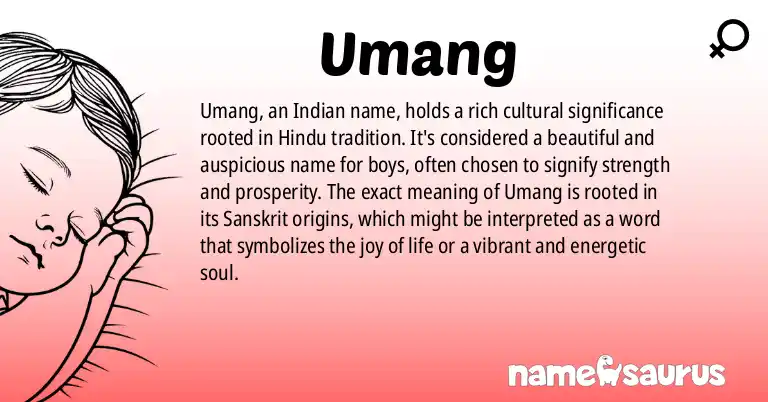 Infographic about Umang name meaning, Umang is a name from Indian origin(s).