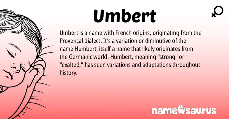 Infographic about Umbert name meaning, Umbert is a name from Provençal origin(s).