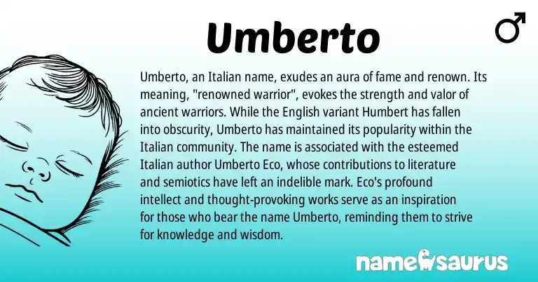 Infographic about Umberto name meaning, Umberto is a name from English, Italian origin(s).