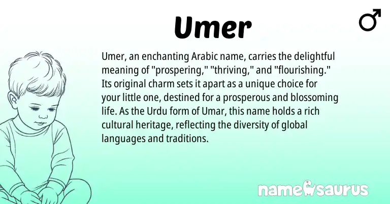 Infographic about Umer name meaning, Umer is a name from Urdu, Arabic origin(s).