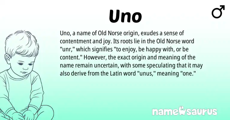 Infographic about Uno name meaning, Uno is a name from Old Norse, Latin origin(s).