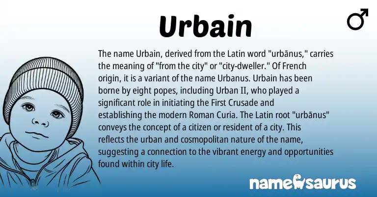 Infographic about Urbain name meaning, Urbain is a name from Roman, French, Latin origin(s).