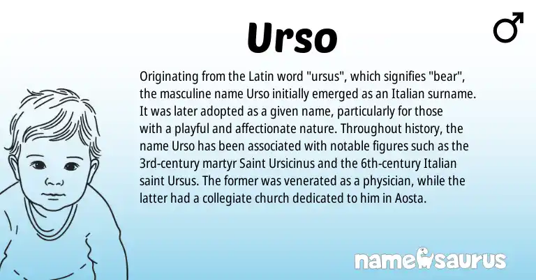 Infographic about Urso name meaning, Urso is a name from Latin, Italian origin(s).
