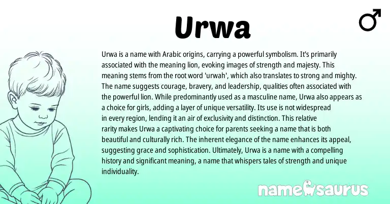 Infographic about Urwa name meaning, Urwa is a name from Arabic origin(s).