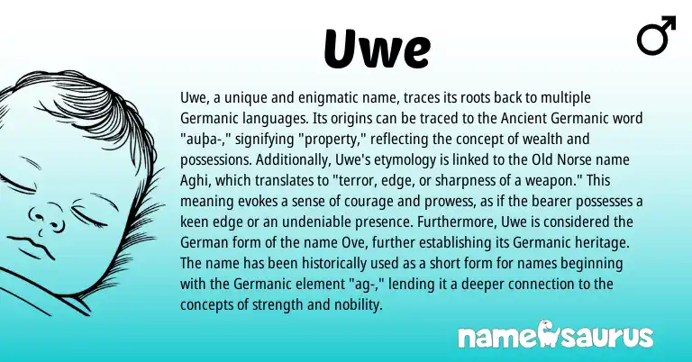 Infographic about Uwe name meaning, Uwe is a name from Old Norse, German, Germanic, Ancient Germanic origin(s).