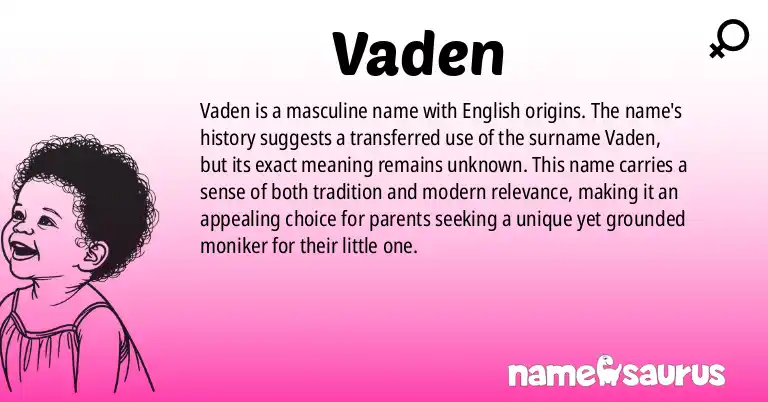 Infographic about Vaden name meaning, Vaden is a name from English origin(s).