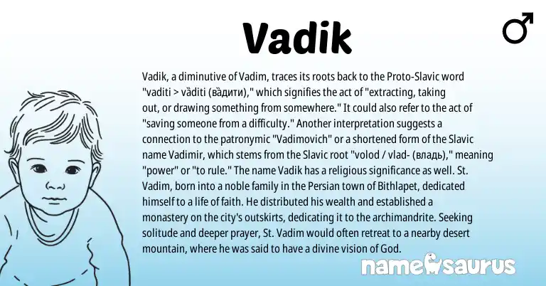 Infographic about Vadik name meaning, Vadik is a name from Slavic, Persian origin(s).