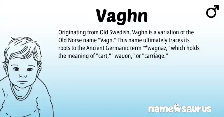 Infographic about Vaghn name meaning, Vaghn is a name from Old Norse, Old Swedish, Ancient Germanic origin(s).