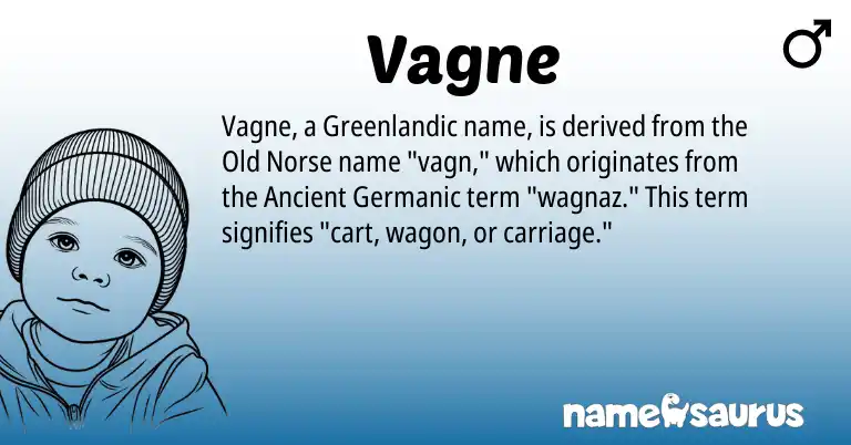 Infographic about Vagne name meaning, Vagne is a name from Old Norse, Ancient Germanic, Greenlandic origin(s).