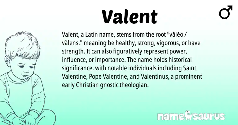 Infographic about Valent name meaning, Valent is a name from Latin origin(s).