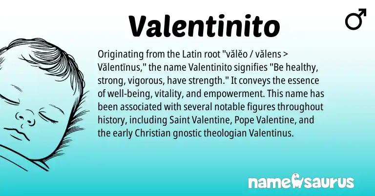 Infographic about Valentinito name meaning, Valentinito is a name from Latin origin(s).