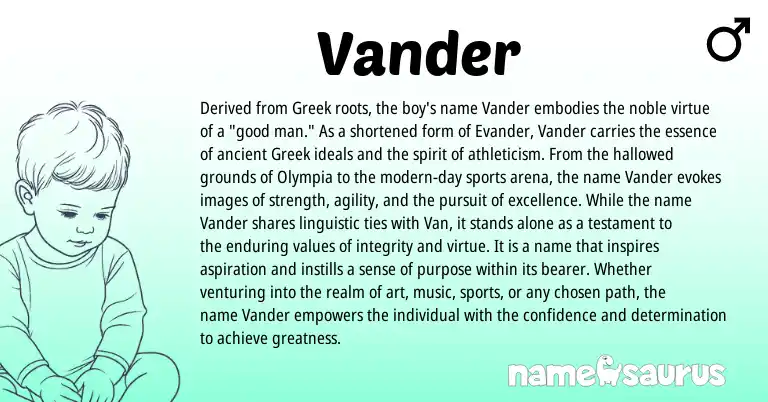 Infographic about Vander name meaning, Vander is a name from Greek origin(s).