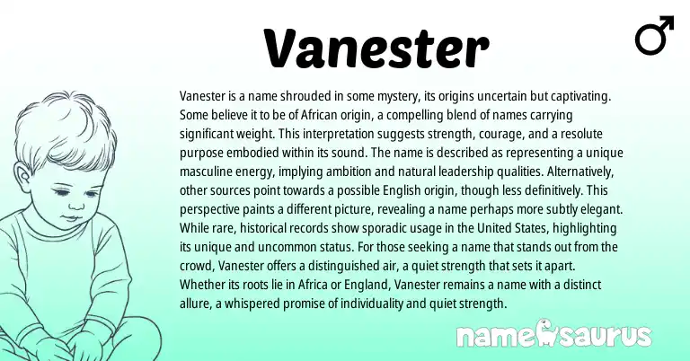 Infographic about Vanester name meaning, Vanester is a name from African origin(s).