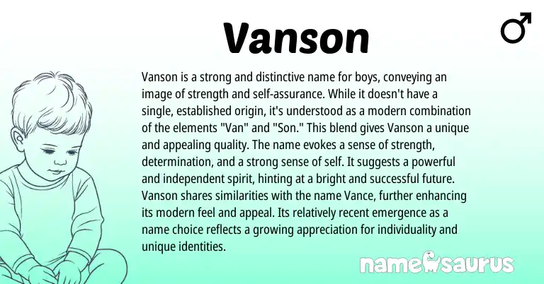 Infographic about Vanson name meaning, Vanson is a name from Other origin(s).