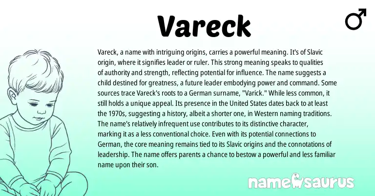 Infographic about Vareck name meaning, Vareck is a name from Slavic origin(s).