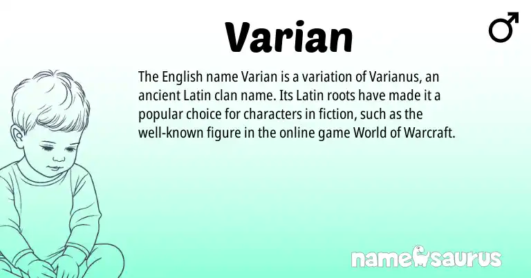 Infographic about Varian name meaning, Varian is a name from English, Latin origin(s).
