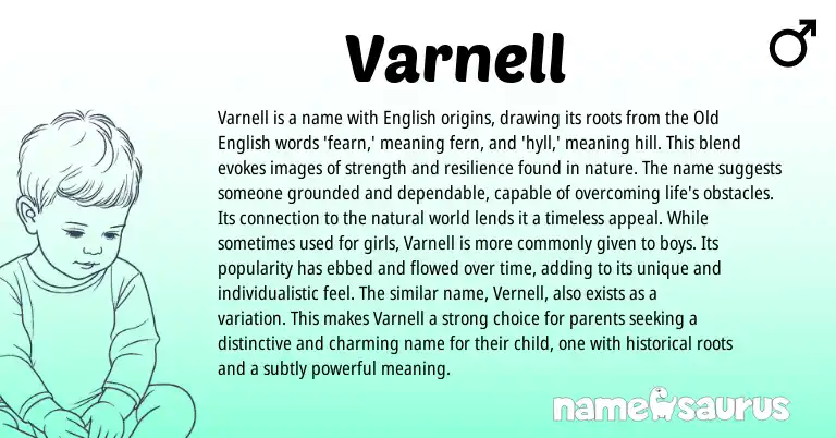 Infographic about Varnell name meaning, Varnell is a name from English origin(s).