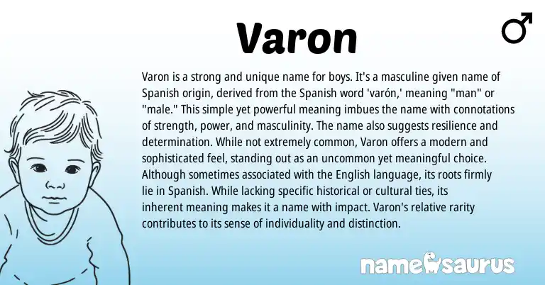 Infographic about Varon name meaning, Varon is a name from Spanish origin(s).