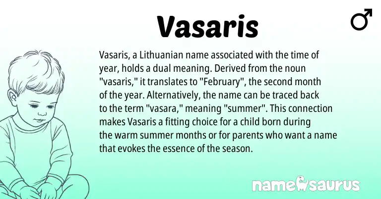 Infographic about Vasaris name meaning, Vasaris is a name from Lithuanian origin(s).