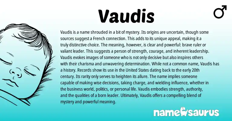 Infographic about Vaudis name meaning, Vaudis is a name from French origin(s).