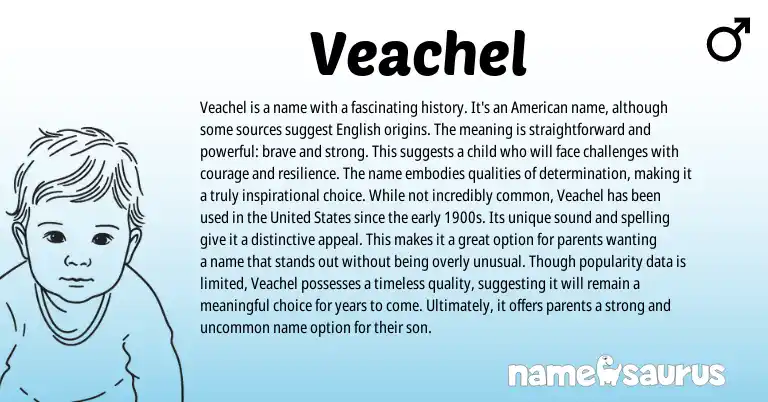 Infographic about Veachel name meaning, Veachel is a name from American origin(s).