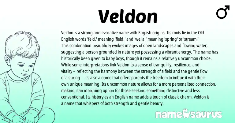 Infographic about Veldon name meaning, Veldon is a name from English origin(s).