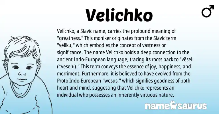 Infographic about Velichko name meaning, Velichko is a name from Slavic, European origin(s).