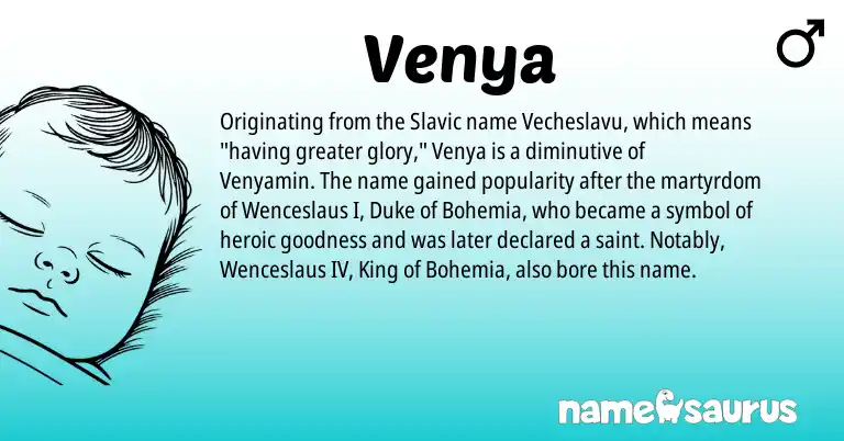 Infographic about Venya name meaning, Venya is a name from Slavic origin(s).