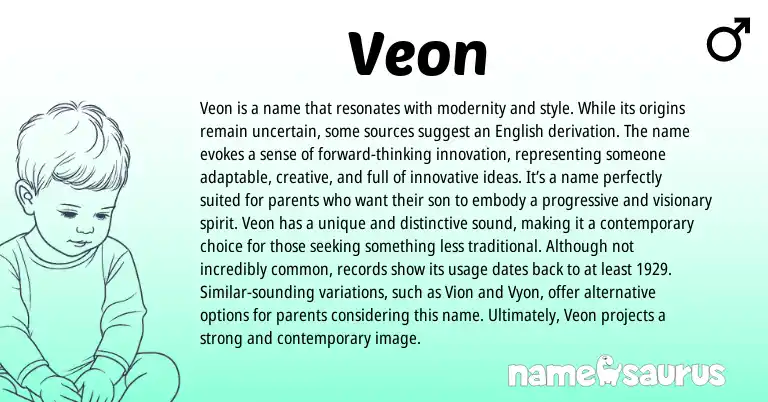 Infographic about Veon name meaning, Veon is a name from Other origin(s).