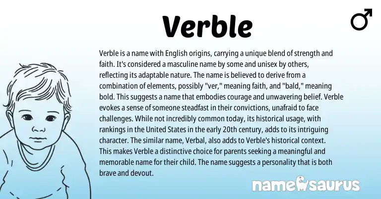 Infographic about Verble name meaning, Verble is a name from English origin(s).