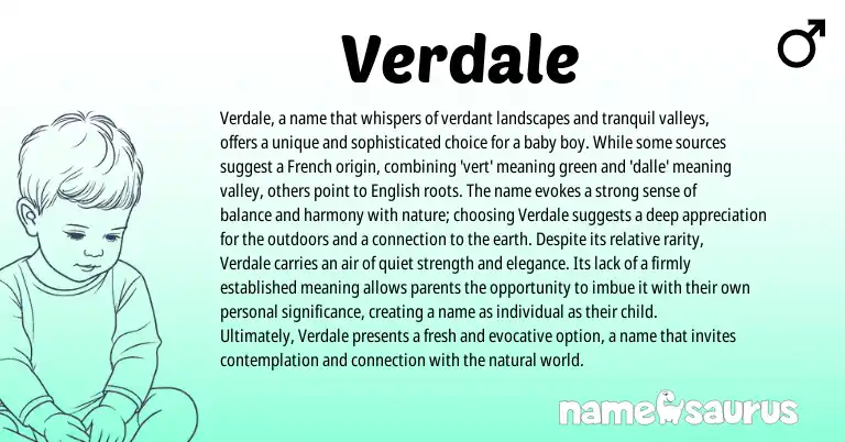 Infographic about Verdale name meaning, Verdale is a name from French, English origin(s).
