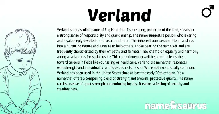 Infographic about Verland name meaning, Verland is a name from English origin(s).