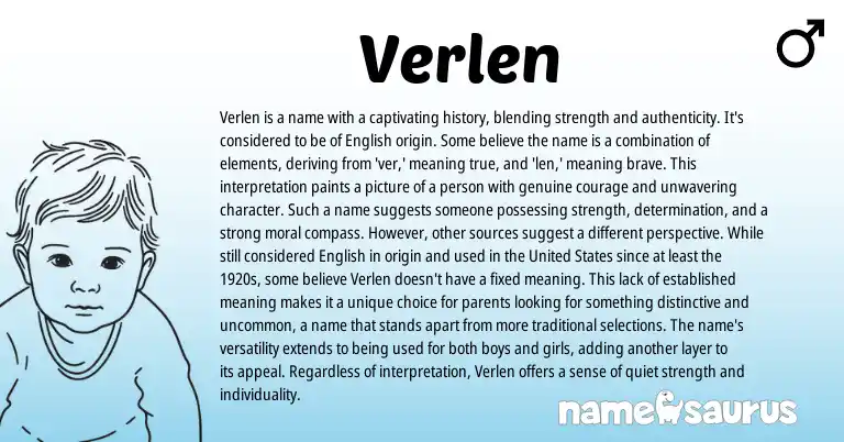 Infographic about Verlen name meaning, Verlen is a name from English origin(s).