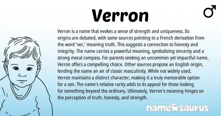 Infographic about Verron name meaning, Verron is a name from French origin(s).