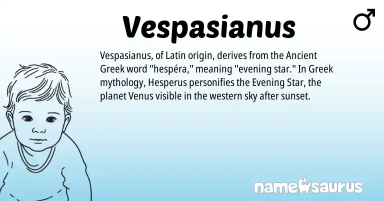 Infographic about Vespasianus name meaning, Vespasianus is a name from Latin, Greek origin(s).