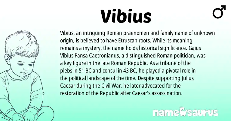 Infographic about Vibius name meaning, Vibius is a name from Etruscan, Roman origin(s).