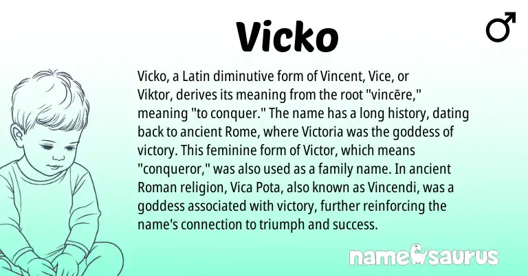 Infographic about Vicko name meaning, Vicko is a name from Roman, Latin origin(s).